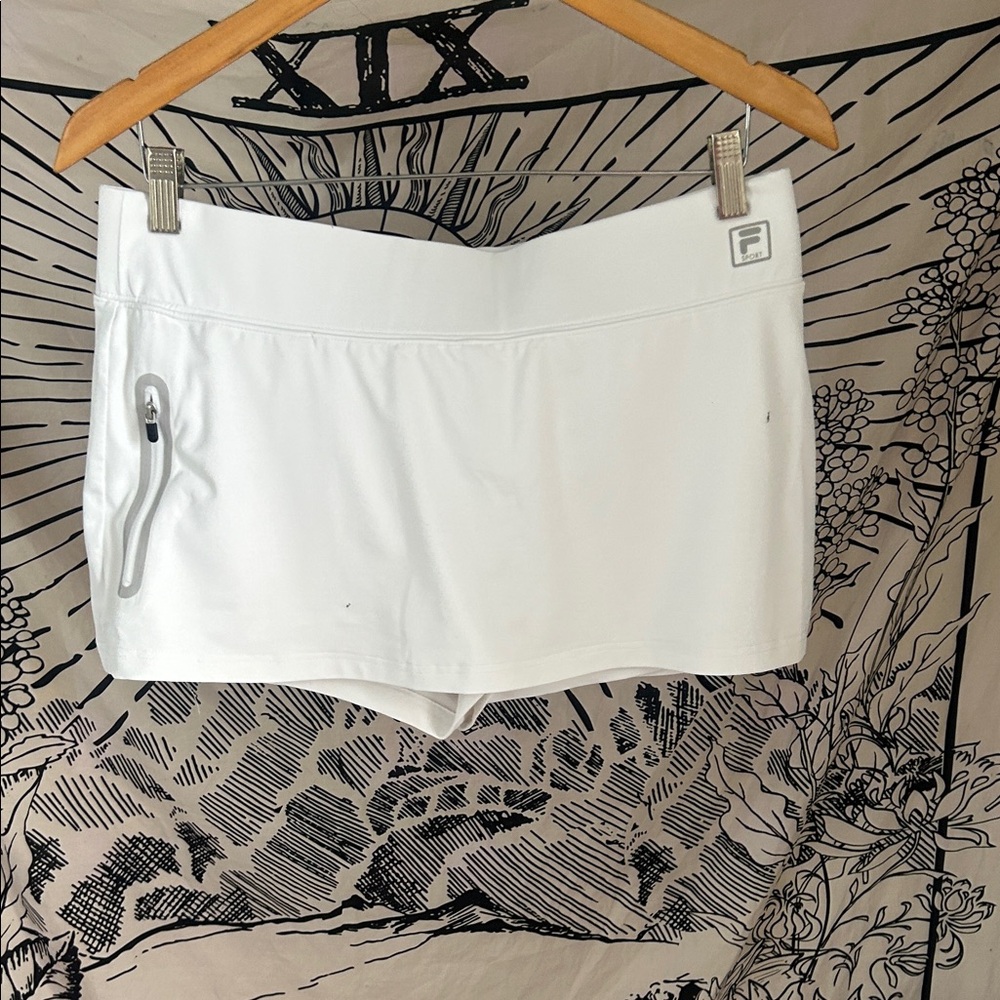 FILA Women's White Skort with Zipper Pocket